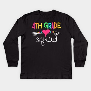 4th Grade Squad Fourth Teacher Student Team Back To School Kids Long Sleeve T-Shirt